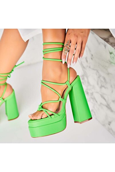 Joana Sandale dama cu platforma Verzi din Piele Ecologica Carina