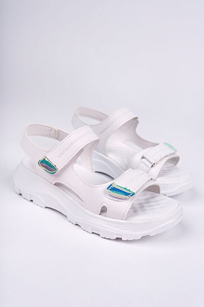 meyra'nın ayakkabıları Sandale confortabile cu talpă groasă cu velcro din piele albă