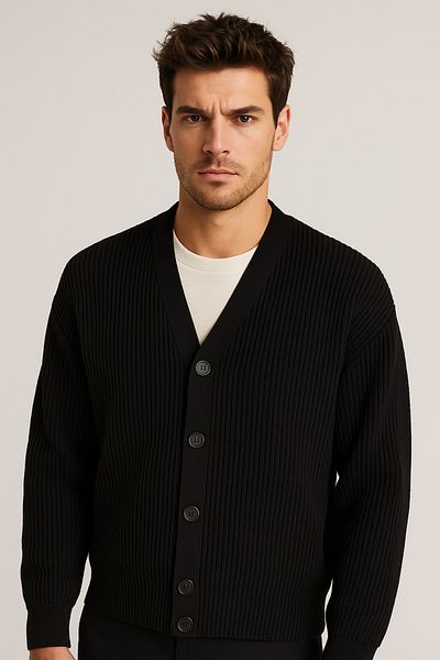 Jack & Jones J&J JORDASH Knit Cardigan Pulover negru pentru bărbați 12267565