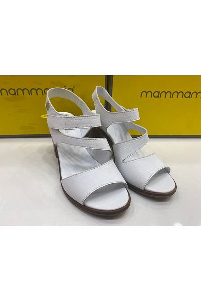 Mammamia Women's Genuine Leather Daily White Heel Sandals