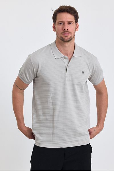 COMBİNE MİCHAİL Men's Gray 100% Cotton Report Polo Neck T-Shirt