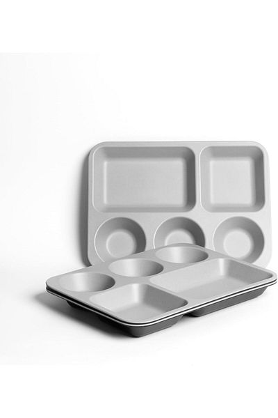 mastergold 4-Piece Divided Melamine Plates (33.8*24.7cm)| Break-Resistant Snack Tray for Nuts, Sauces, Desserts