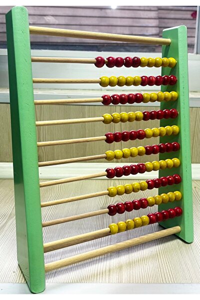 Toy Oyuncak Okul Öncesi Ahşap Abaküs 100 Boncuklu Sayı Sayma Masa Üstü Kavram...