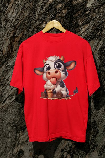 MAGORS Cute Cow Printed Standard Fit Crewneck Cotton Adult Women's & Kids Tee