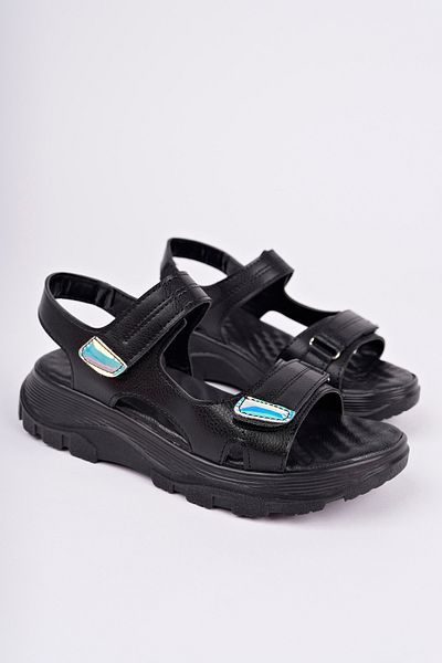 meyra'nın ayakkabıları Sandale confortabile cu talpă groasă cu velcro din piele neagră