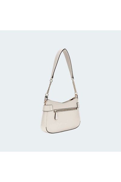 Guess LORELEI TOP ZIP SHOULDER BAG Geantă de umăr ecru pentru femei HWVG9639180-BON