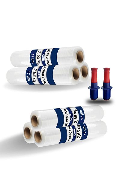 HUZUR 6 Pieces of Transparent Handheld 17 Micron 300 Meter Pallet Stretch Film Hand Apparatus with Gift