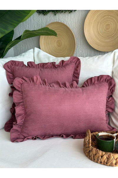 Valentia Decor Husă de pernă vintage cu volane cu trandafiri uscati 1 buc