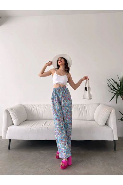 BRAXELL Patterned Elastic Waist Wrap Pants