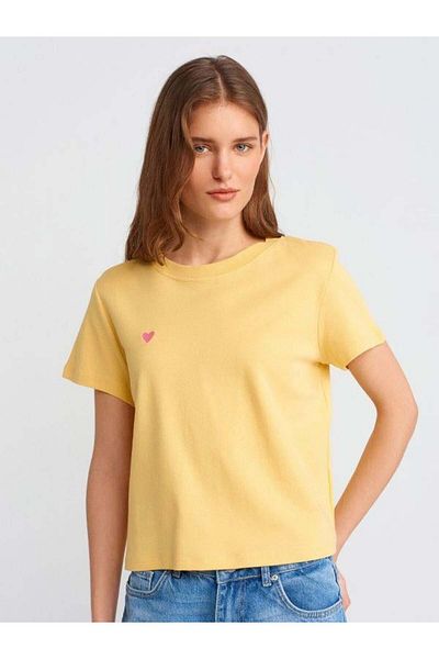 Dilvin Crew Neck T-Shirt - Yellow Color