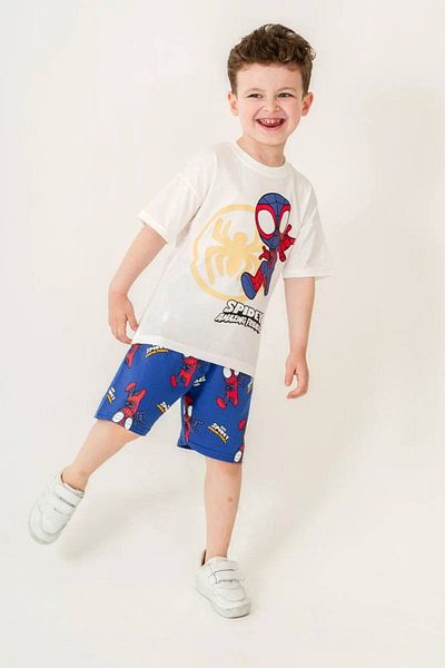 Little Pumpkin Boy's Black Spiderman Printed Suit