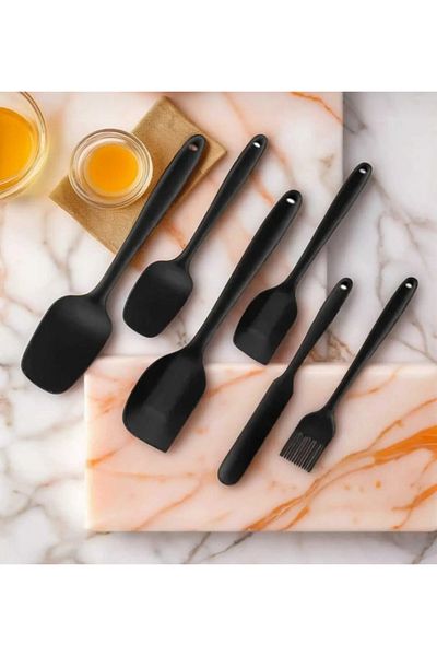 ALTIN MUTFAK Set of 6 Fireproof Non-Stick Kitchen Cake Silicone Egg Brush Spoon Knife Spatula Set