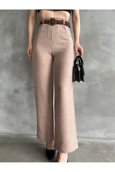 Butik Linen Trousers with Belted Waist