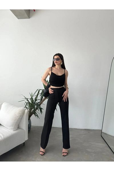 BRAXELL High Waist Pile Front Trousers