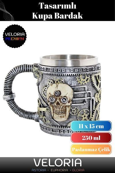 Veloria Premium Decorative Gift for Lover Friend Stainless Steel Specially Designed Mug Cup 11 X 15 cm