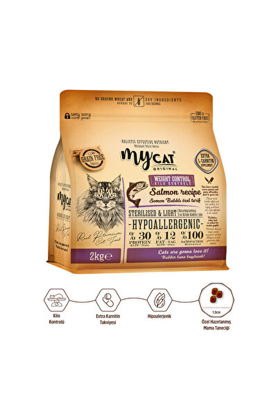 My Cat Mycat Az Tahıllı Somon Balıklı Diyet & Kısır Kedi Maması 2kg