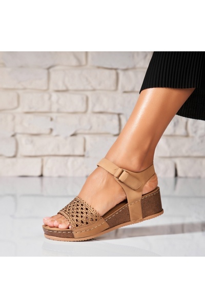 Joana Sandale dama cu platforma Camel din Piele Ecologica Sylver