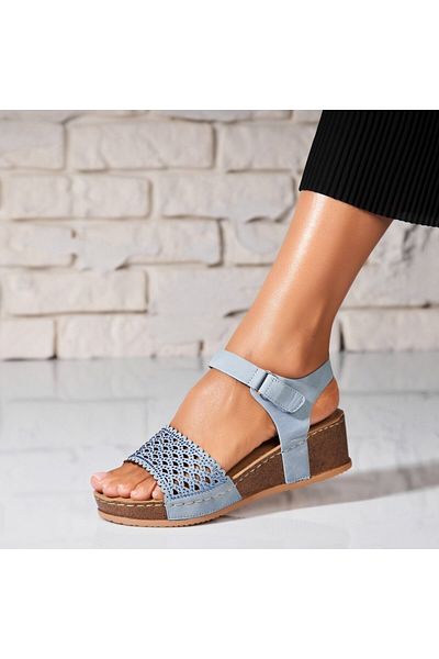 Joana Sandale dama cu platforma Albastre din Piele Ecologica Sylver