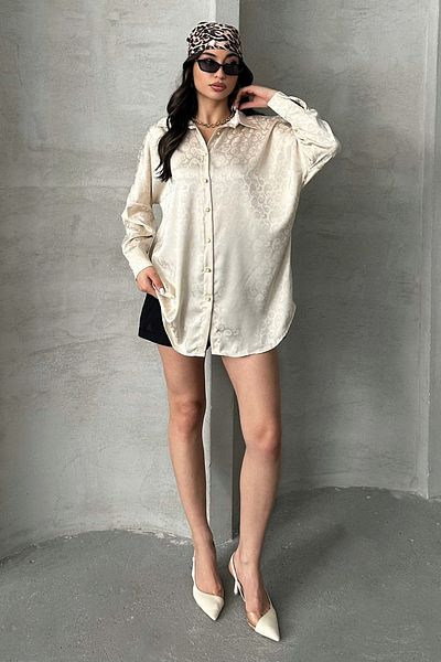 MD trend Cămașă oversize jacquard cu mâneci cu balon cu model