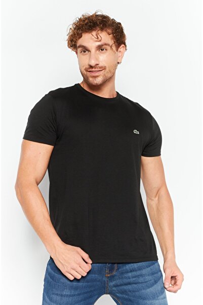 Lacoste Men Crew Neck Short Sleeves Embroidered Logo T-Shirt, Black