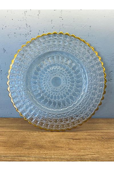 PERLAEVKAHVE Elna Lace Gold Glass Plate 32 cm