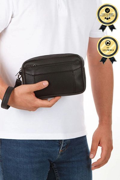 CERFF LEATHER CLUP Black Unisex Vegan Leather Clutch & Clutch Hand & Wrist Bag