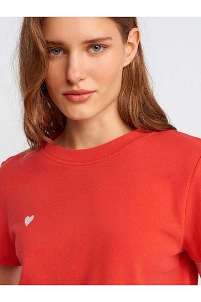 Dilvin 30584 Crew Neck T-Shirt Red