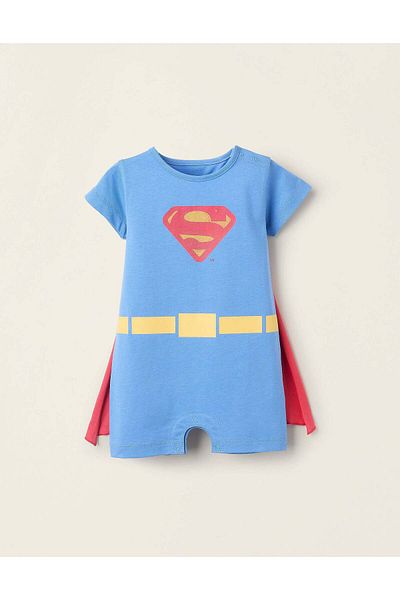 Ziddy Romper-Pyjama with Removable Cape for Newborn and Babies 'Superman', Blue