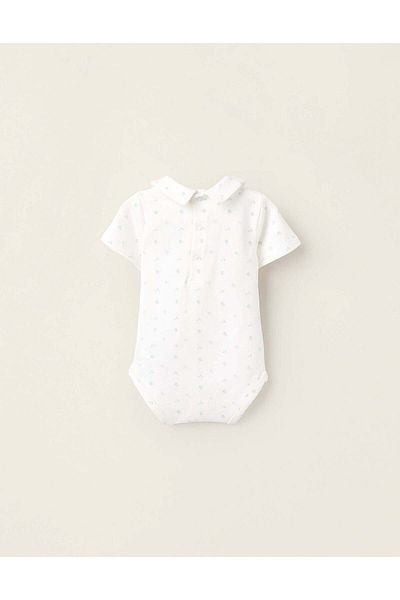 Ziddy Bodysuit with Motif for Newborns, White/Green