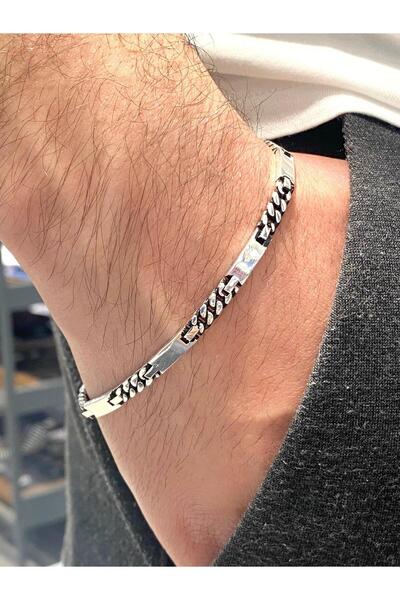 Siset Gümüş 925 Ayar Örgü Desenli Erkek Gümüş Bileklik