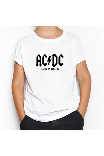 Z zepplin Ac Dc Back în tricou pentru copii alb-negru