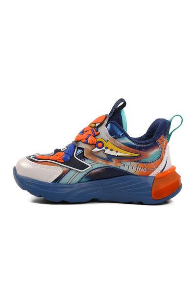 WALKWAY Navy Blue Green Velcro Unisex Children's Sports Shoes 1943 P