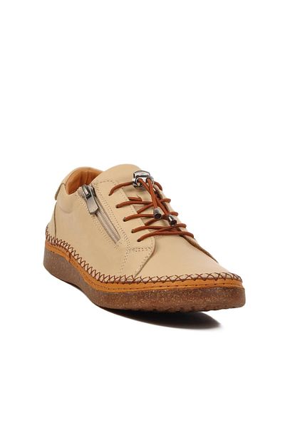 AYAKMOD Beige Genuine Leather Anatomical Women's Casual Shoes Ay8207 Z