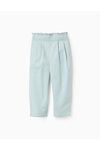 Ziddy Cotton and Linen Trousers for Baby Girls, Aqua Green