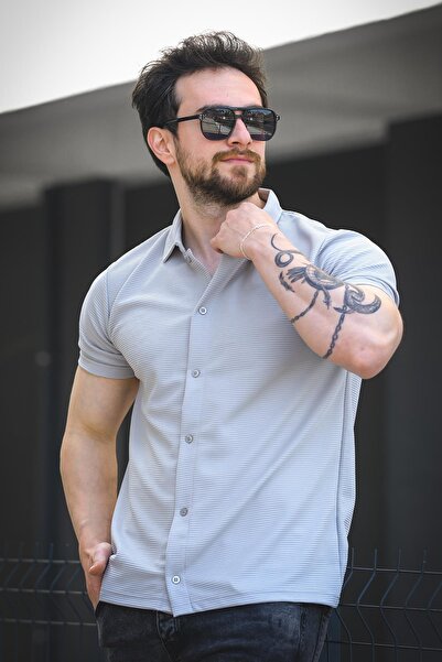 Oksit Vitto Otoban Fabric Slim Lycra Short Sleeve Men's Shirt