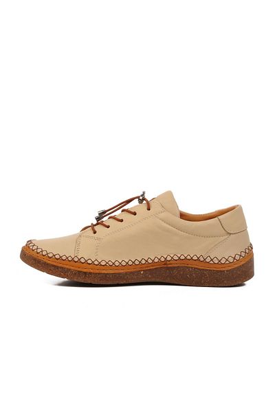 AYAKMOD Beige Genuine Leather Anatomical Women's Casual Shoes Ay8207 Z