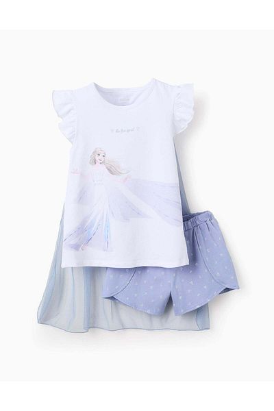Ziddy Cotton Pyjama with Tulle Cape for Girls 'Elsa', Blue/White