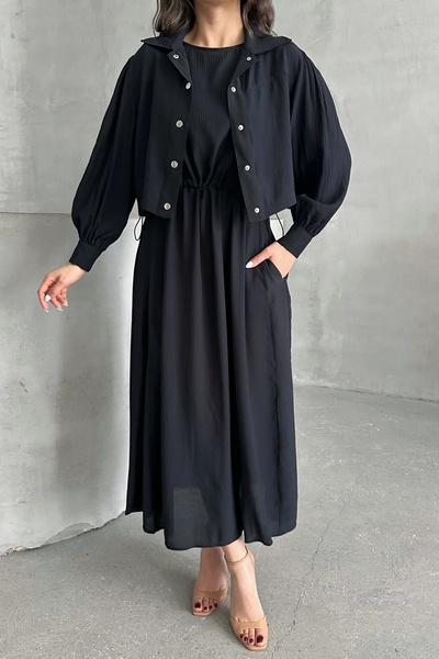 MD trend Women's Bolero Dress Set with Pockets