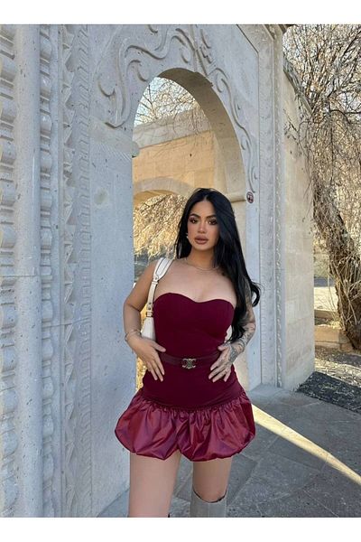 ELBEY Rochie cu balon fără bretele cu decolteu inimă