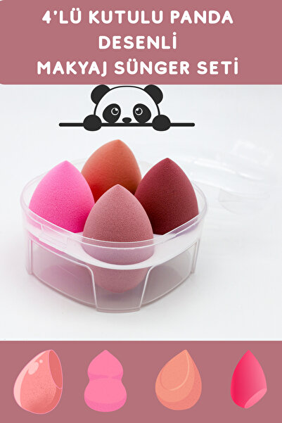 Lady Beauty Panda Desenli 4'Lü Makyaj Sünger Seti Nude