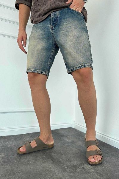 MADZEYMODA Ανδρικό ύφασμα μπλε τζιν τζιν σορτς KE-589