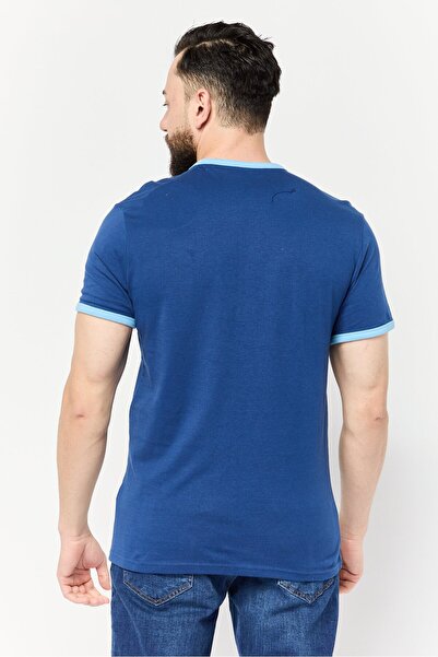 PAUL FRANK Men Regular Fit Crew Neck Short Sleeves Brand Logo T-Shirt, Blue