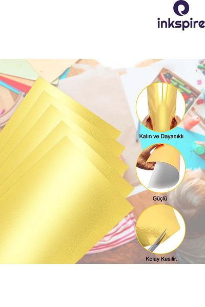 inkspire A4 Metallic Mirrored Photocopy Cardboard 10 Color Set 21X30 cm Glossy Surface Shimmer Foil