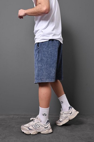 Slatra Ανδρικό κανονικό σορτς από ύφασμα Navy Blue Special Washed