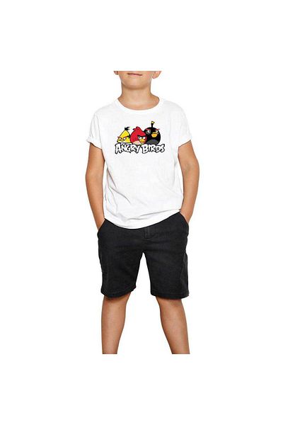 Z zepplin Angry Birds Confused White Kids T-Shirt