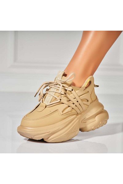Joana Women's Khaki Sneakers Made of Eco-Leather Nasim