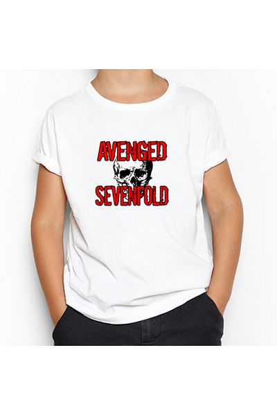 Z zepplin Avenged Sevenfold Skull White Kids T-Shirt