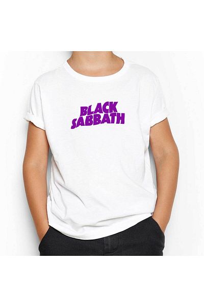 Z zepplin Tricou alb pentru copii Black Sabbath Purple Text