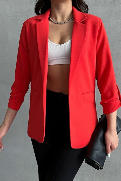 MD trend Women's Sleeve Fold Lined Blazer Jacket