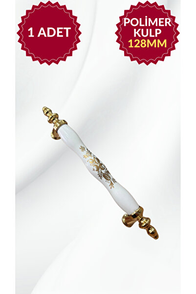 MKLAKS 128mm Polimer Plastik Beyaz-ALTIN Mobilya Çekmece Dolap Kulp Dayanıklı...